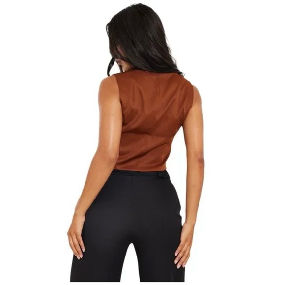 NWOT Jason Wu Rust/Burnt Orange Button Down V Neck  Satin Vest Size Large - Picture 2 of 6